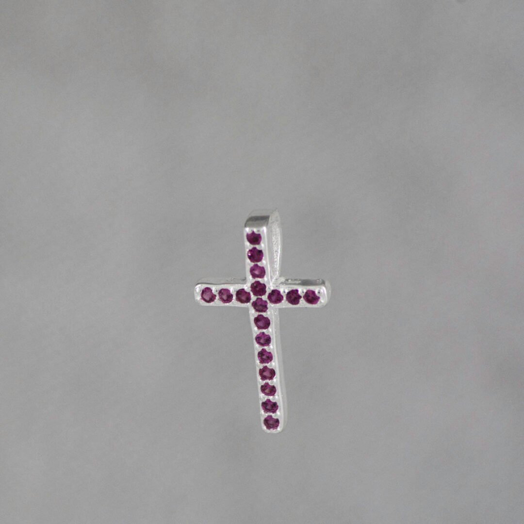 DIJE CRUZ CIRCONES COLORES PASADOR FIJO