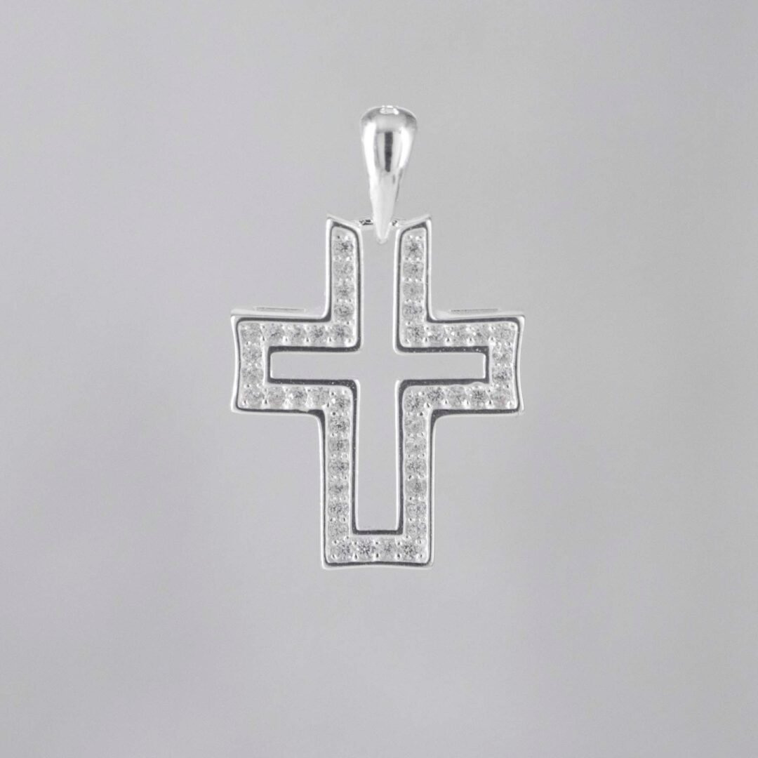 DIJE CRUZ BORDES CIRCONES BISEL SUPERIOR