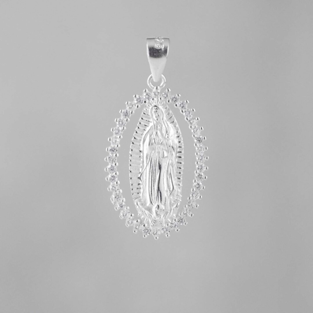 DIJE GUADALUPE OVALO BORDES CIRCONES GRANDE