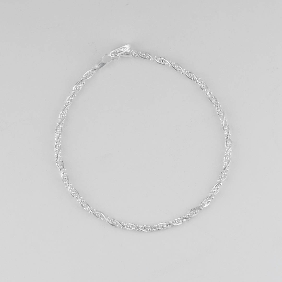 PULSERA ESPIRAL ENTRELAZADA CON BOLITAS 2MM