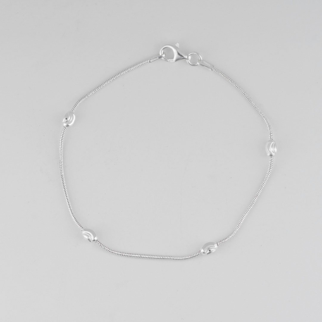 PULSERA COLA DE RATON OVALO DIAMANTADO 3MM-18CM