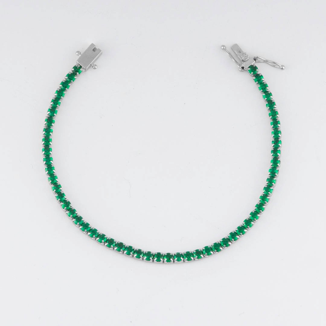 PULSERA TENNIS ESMERALDA 3MM BROCHE SEGURIDAD