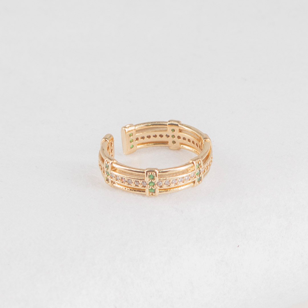 ANILLO VERONA 3 CARRILES CHISPAS ESMERALDA - Imagen 2