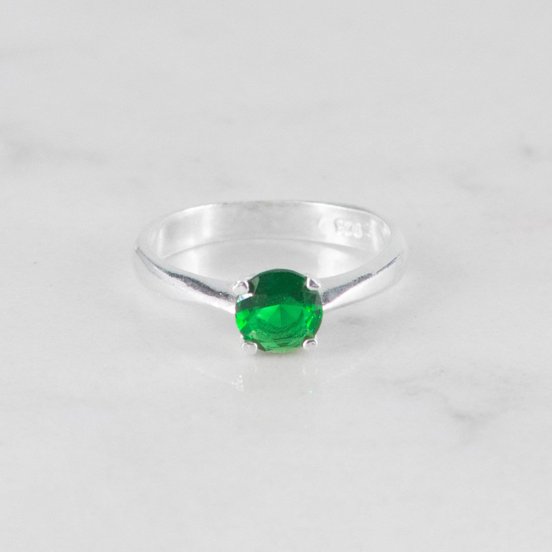 ANILLO SOLITARIO CIRCON VERDE
