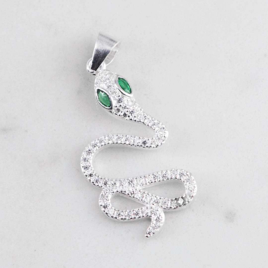 DIJE SERPIENTE CIRCONES OJOS ESMERALDA