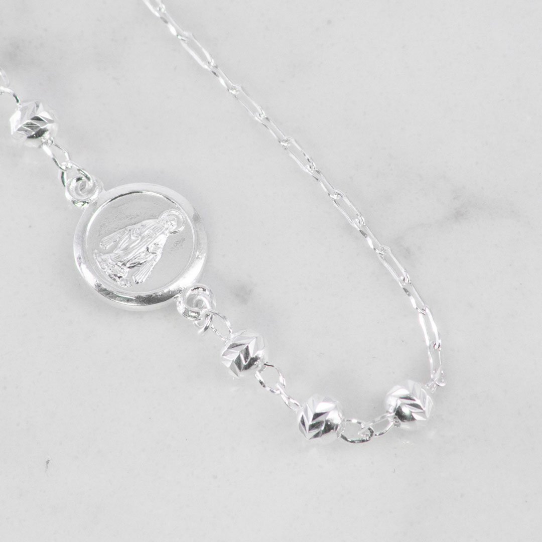 PULSERA MILAGROSA BALINES MARTILLADOS 4MM-19CM