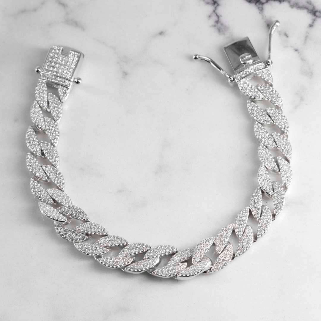 PULSERA CUBANA CIRCONES 10MM- 19CM