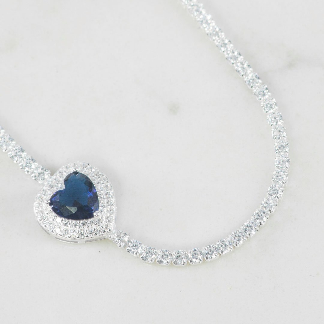 PULSERA TENNIS CORAZON TOPACIO 17CM