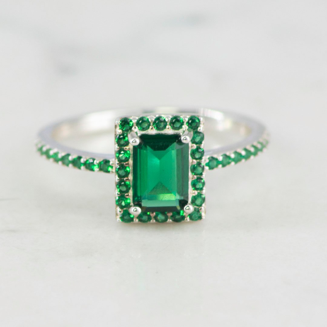 ANILLO CUADRADO ESMERALDA BANDA ESMERALDA