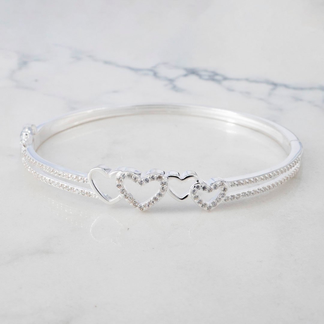 PULSERA ARO CIRCONES CORAZONES